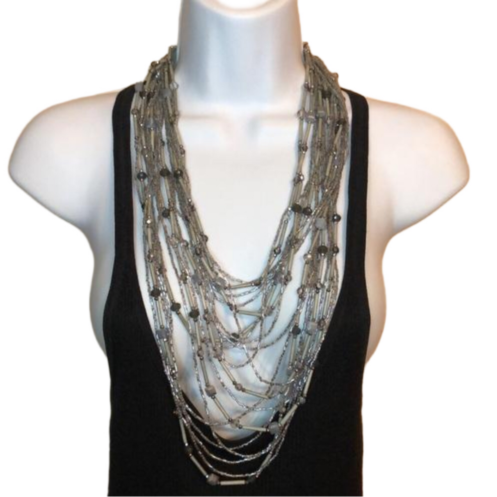 Statement Style Multi Layer Draped Waterfall Bead… - image 1